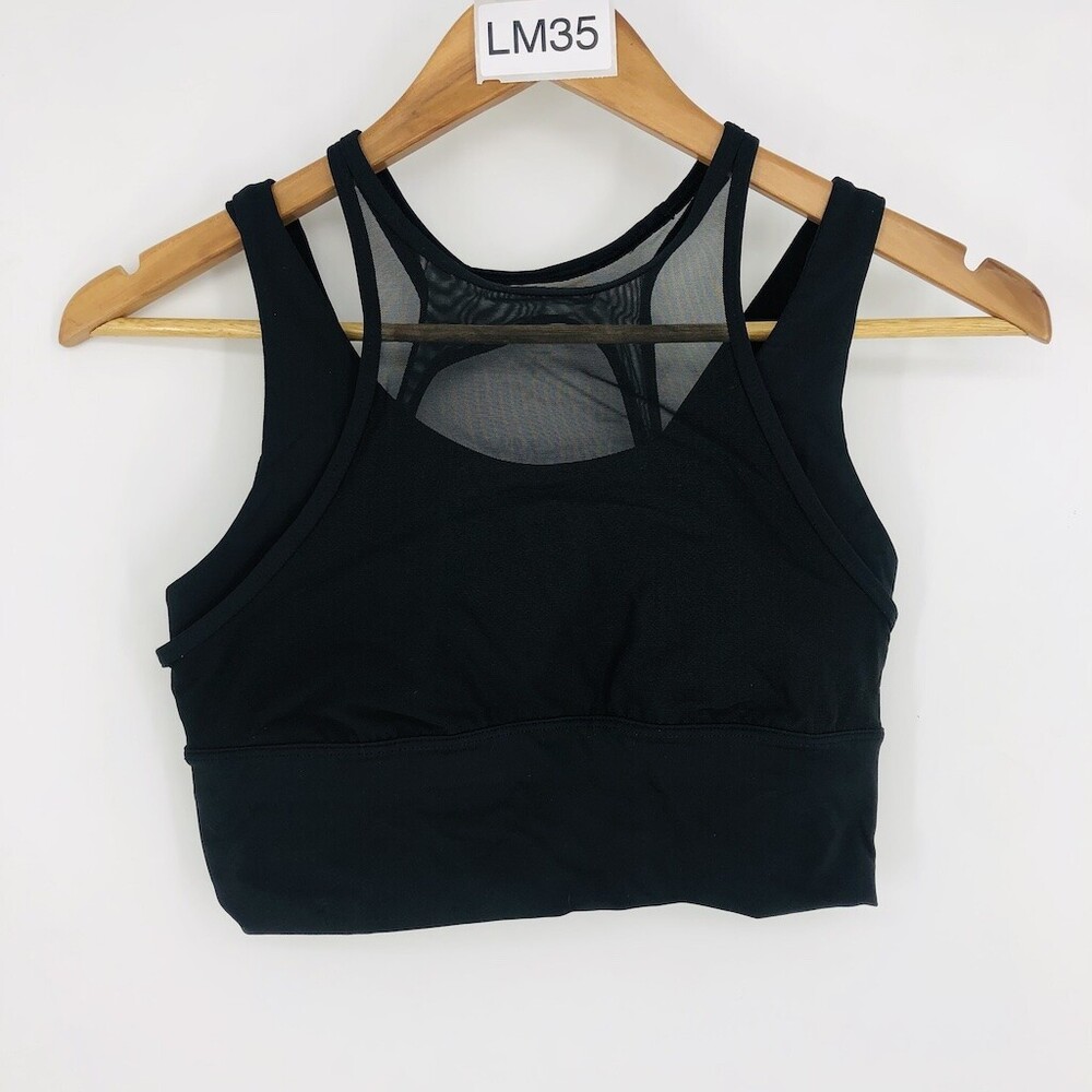 Lululemon Women's Black Double Tap Long Line Full-on Luxtreme Mesh Sports Bra 6